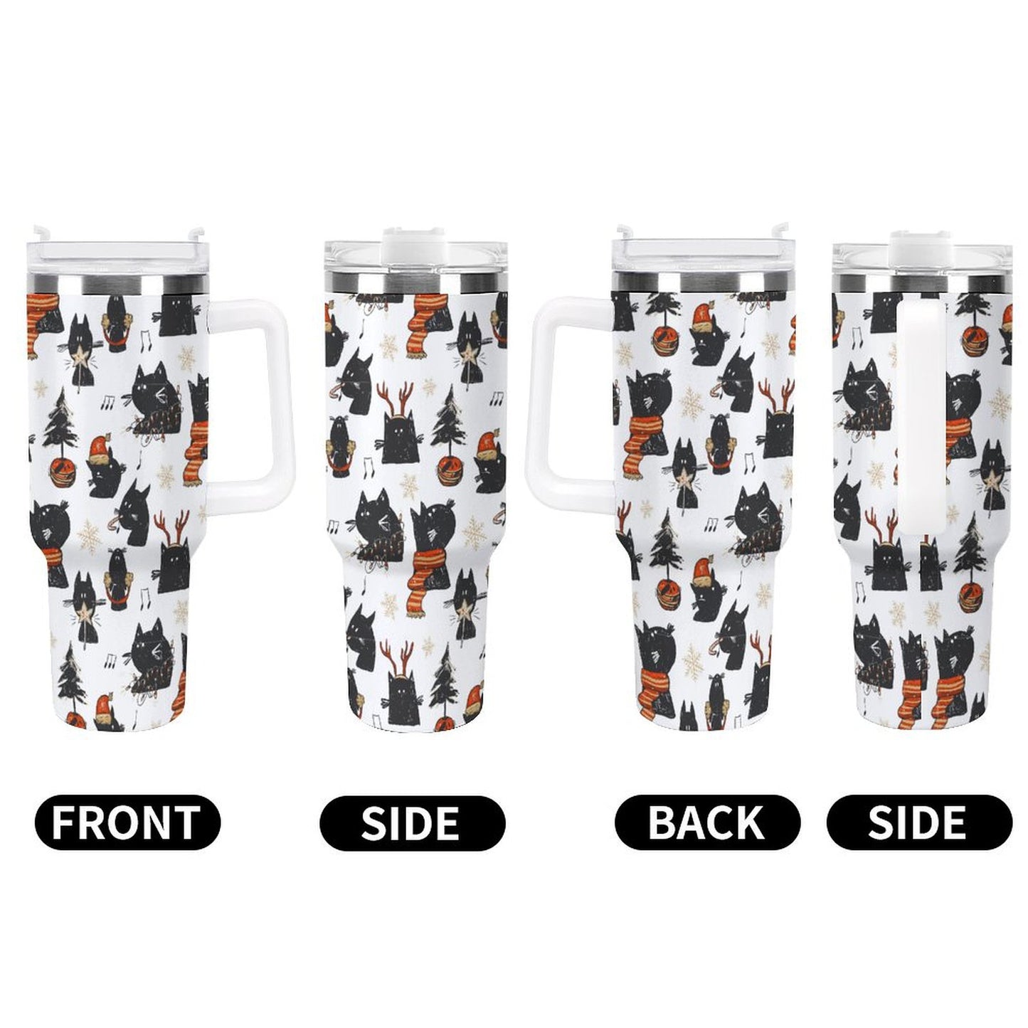 PHDT00331 POD US Local Tumbler 40 oz Large Capacity Car Cup Christmas, Black Cat