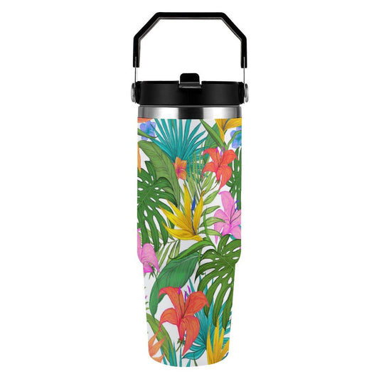 POD US Local Tumbler 30oz Large Capacity Car Cup Tropical, Green, Bright, Summery Style