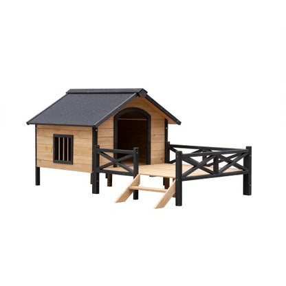 US Local Outdoor Large Cabin Style Wooden Kennel With Porch
