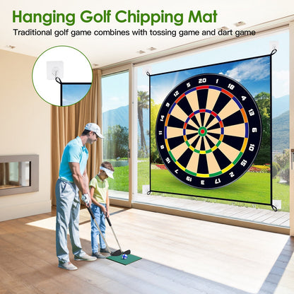 US Local Golf Chipping Dart Game Mat Set With 20 Sticky Balls Ground Stakes Hanging Hooks Carrying Bag Indoor Outdoor Golf Hitting Training Game Mat For Kids Beginners