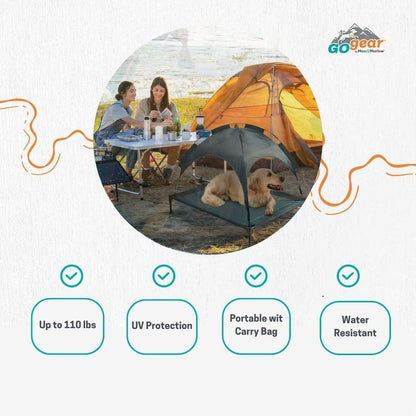 US Local Outdoor Portable Grey Pet Dog Bed With Awning