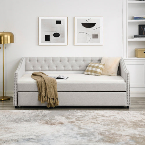 US Local The Double Sofa Bed Has A Double Roller Upholstered Tufted Sofa Bed
