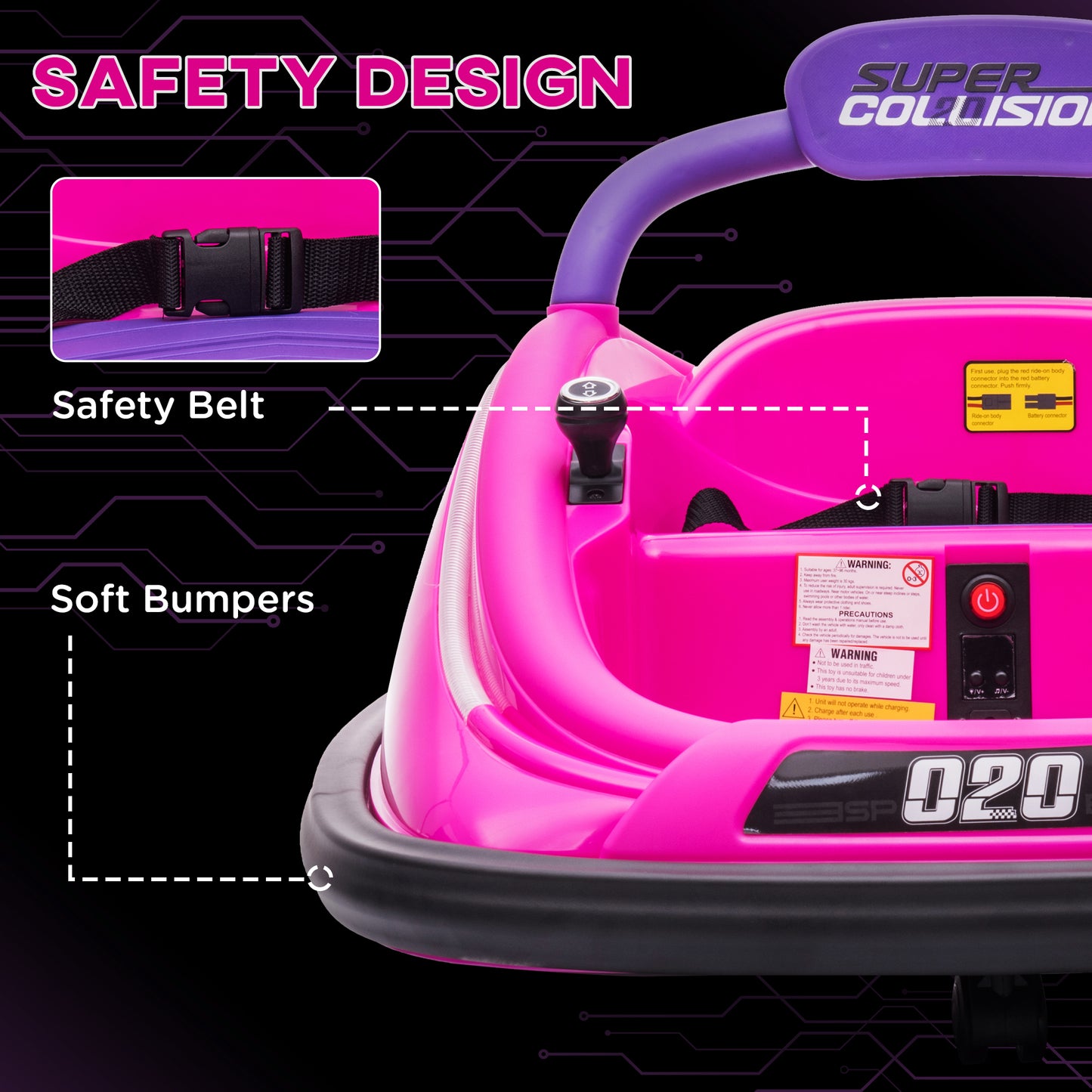 US Local 12V Kids Bumper Car Twins Motor with Parent Remote Control