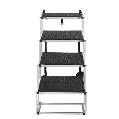 US Local VEVOR Dog Stair For Cars 4-step Folding Dog Steps Aluminum Loads Up To 250 Lbs