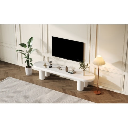 UK Local White Painted TV Stand Cabinet For TV Up To 70 Inch, TV Unit TV Console Table, Wooden Entertainment Center For Living Room, Dining Room, Bedroom