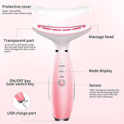 US Local Skin Care Neck Face Massage Tool With Thermals, 3-in-1 Facial Massager