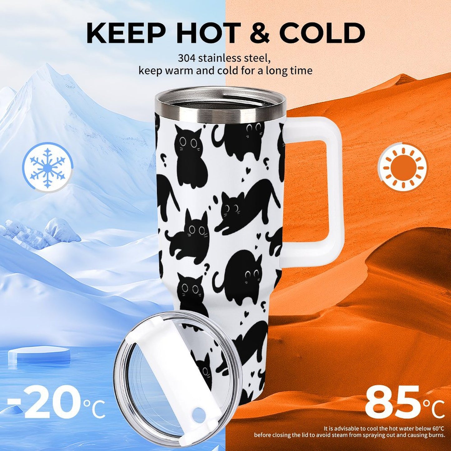 PHDT00117 POD US Local Tumbler 40 oz Large Capacity Car Cup Cat 06