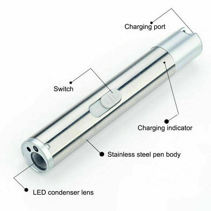 US Local Red Laser Pointer Pen USB Rechargeable LED Light 3 In 1 UV Flashlight Cat Dog Toys