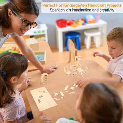 US Local 3D Wooden Dollhouse Furniture Puzzles DIY Miniature Furniture Models Set