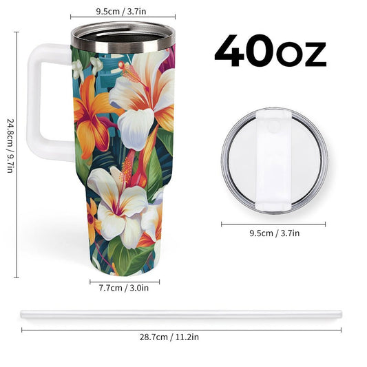 PHDT00360 POD US Local Tumbler 40 oz Large Capacity Car Cup Egg Blossom, Summer