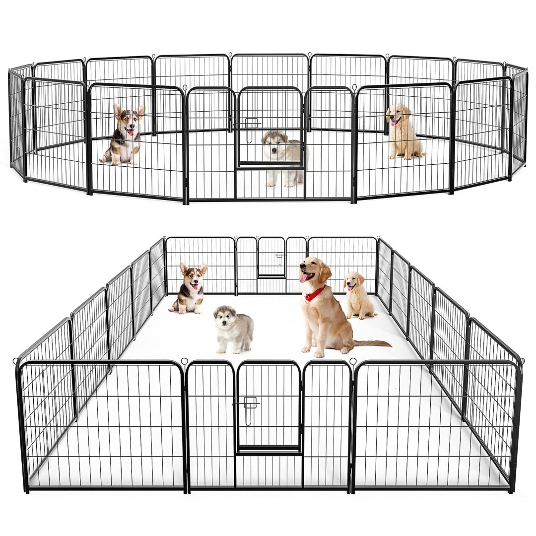 US Local Dog Playpen Indoor Fence Height Metal Exercise Pen With Door Small Puppy-Medium-Large Dogs Animal Pet For Outdoor, Garden, Yard