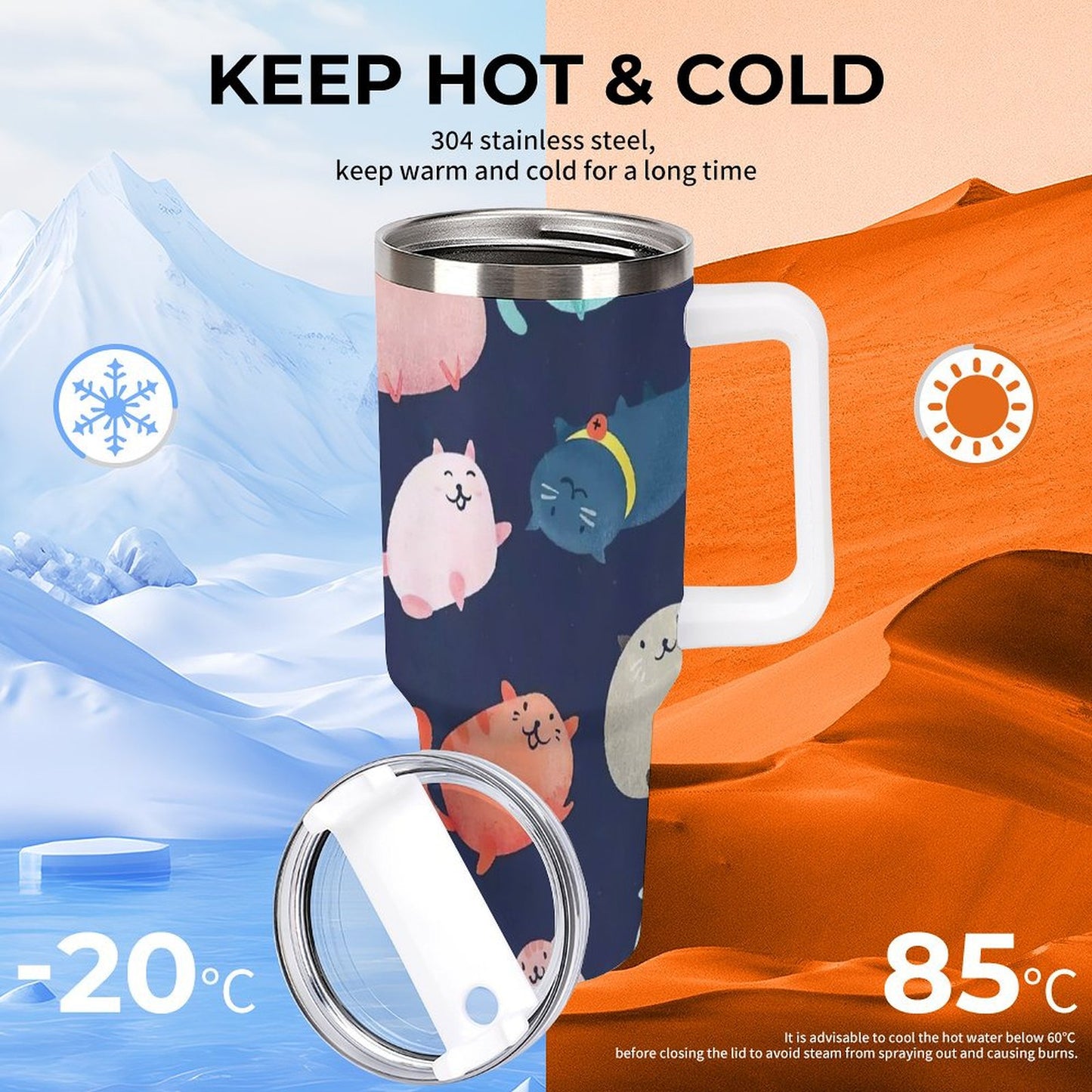 PHDT00363 POD US Local Tumbler 40 oz Large Capacity Car Cup Fat Cat