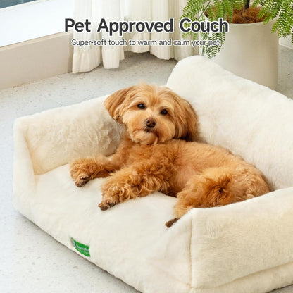 MEWOOFUN Cat Sofa Bed - Washable Pet Bed With Removable Cover & Non-Slip Bottom For Indoor Cats & Small Dogs White, Medium