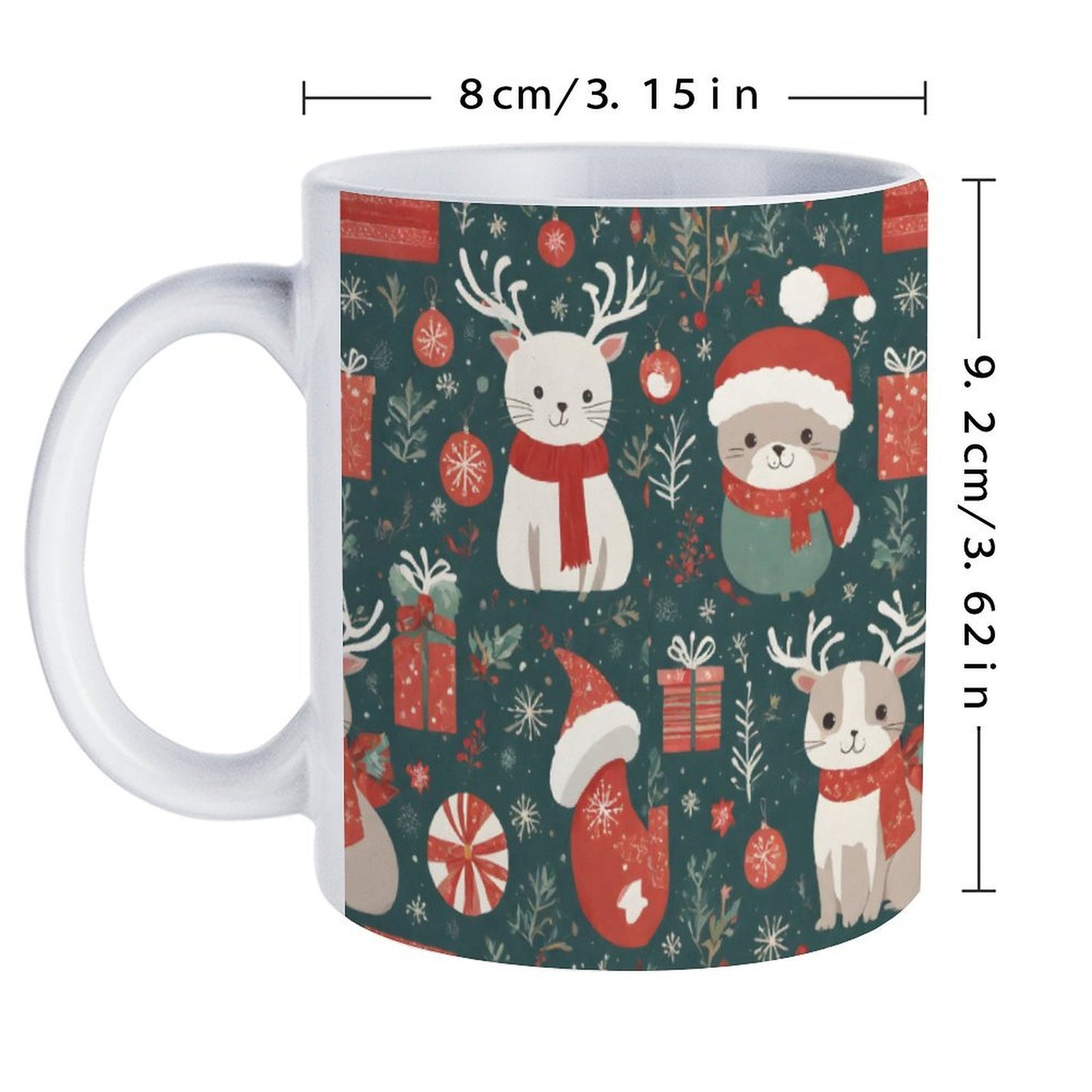 POD US Local White mug with full print, Christmas, Scarves, Animals 0093