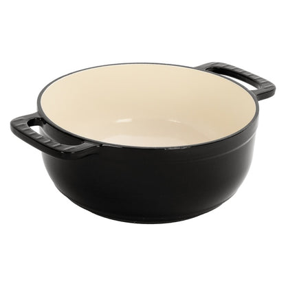 US Local 6QT Cast Iron Dutch Oven With Lid - Black Enamel Cooking Pot For Stovetop, Oven, Camping - Includes 2 Silicone Heat-Resistant Gloves