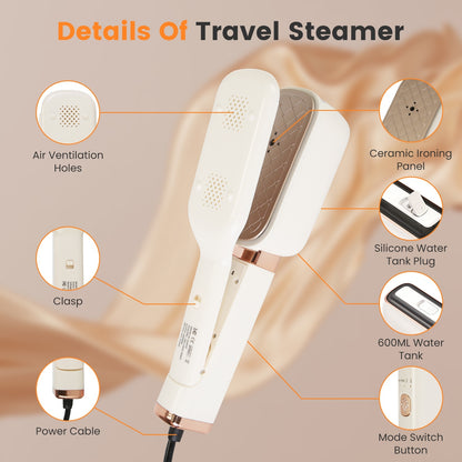 US Local 1 Set Steam Iron Press 3 In 1 Travel Steamer For Clothes With 180 Degree Flip Head Portable Handheld Flat Iron 1000W Wrinkles Remover Wet And Dry Ironing Garment Steamer 20S Fast Heat Up