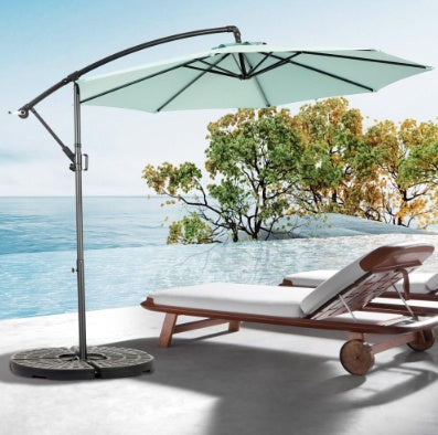 US Local Best Choice Products 10ft Offset Hanging Market Patio Umbrella W Easy Tilt Adjustment, Polyester Shade, 8 Ribs For Backyard, Poolside  Orange   No Base