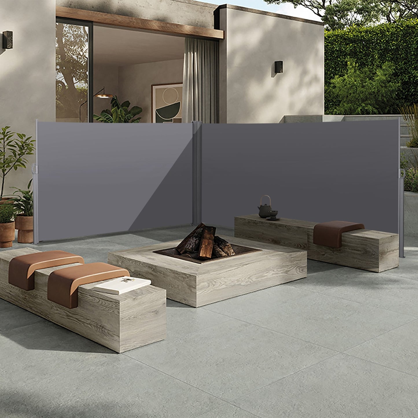 US Local 276 X 71Retractable Side Awning, Waterproof & UV-Resistant, Privacy Screen Divider Roll Up Balco