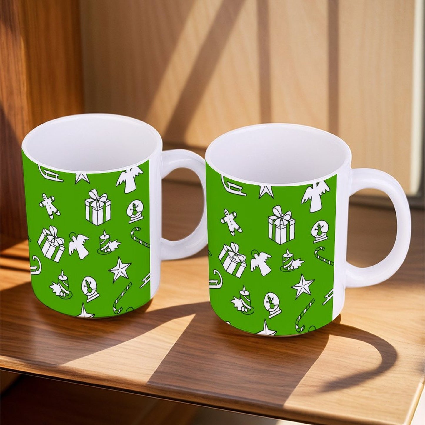 POD US Local White mug with full print, Christmas Green 0024