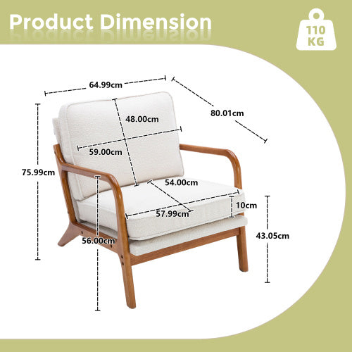 UK Local GOMYWAY Accent Chair Mid-Century Modern Chair Armchair With Solid Wood Frame For Living Room, Bedroom, Belcony 1, Emerald