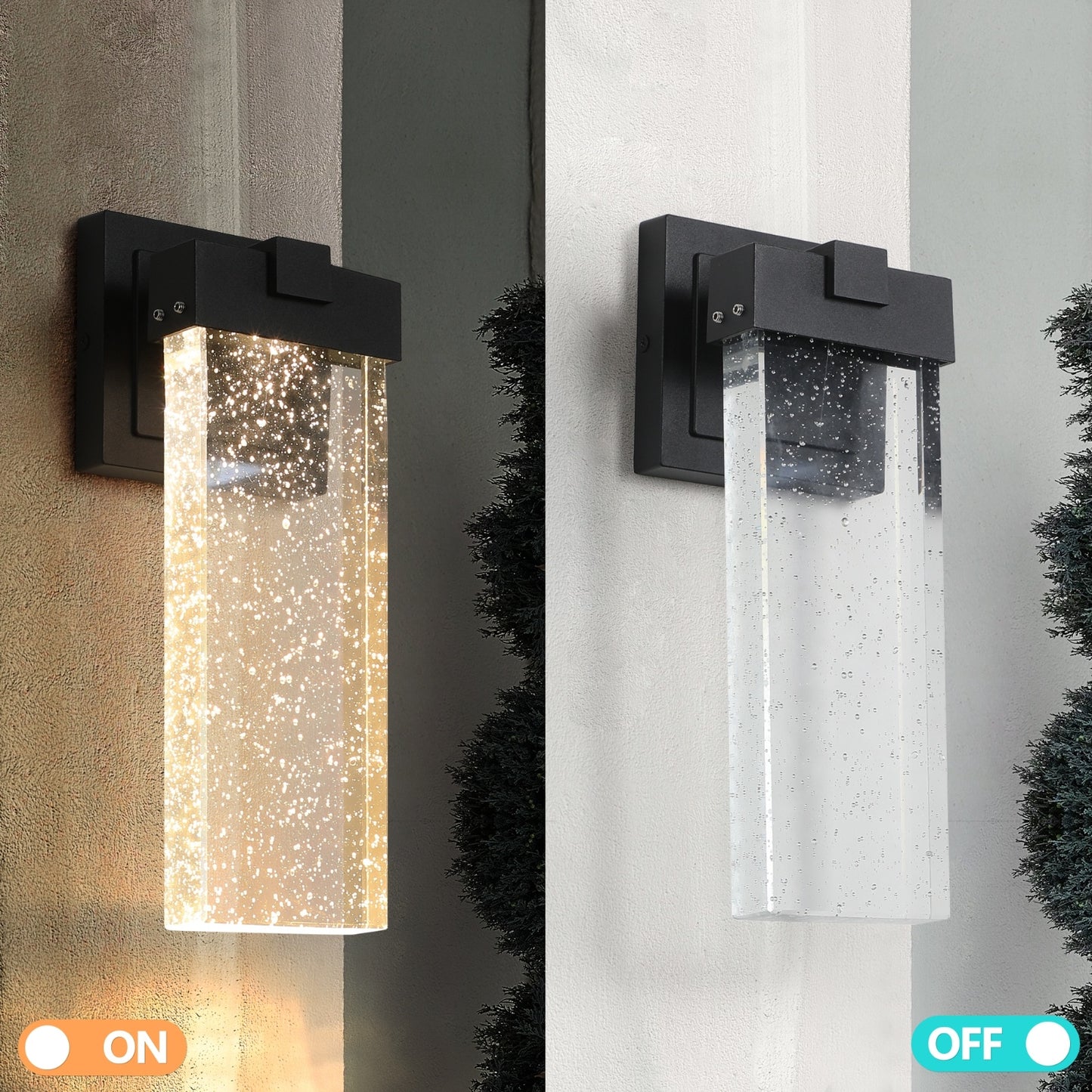 US Local Outdoor Waterproof Transparent LED Crystal Wall Lamp  2 Packs With Light Sense