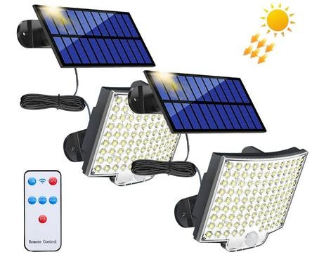 US Local Solar Outdoor Lights Waterproof, LED Security Lights With 16.5 Ft Cable, Motion Sensor Lights, Flood Light For Streets, Courtyards,Parking Garages