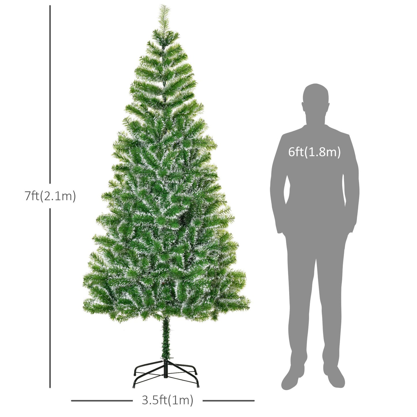 CA Local 7 ft Christmas Tree Artificial Classic Tree Holiday Indoor Decoration, With Mental Support 968 Tips, Green