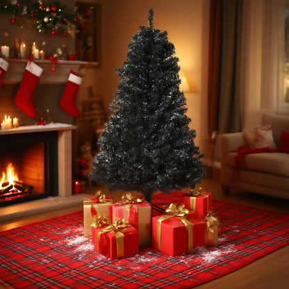 US Local 7ft Artificial Christmas Tree Unlit Douglas Fir With Realistic Branches And 1346 Tips, Black Halloween Style