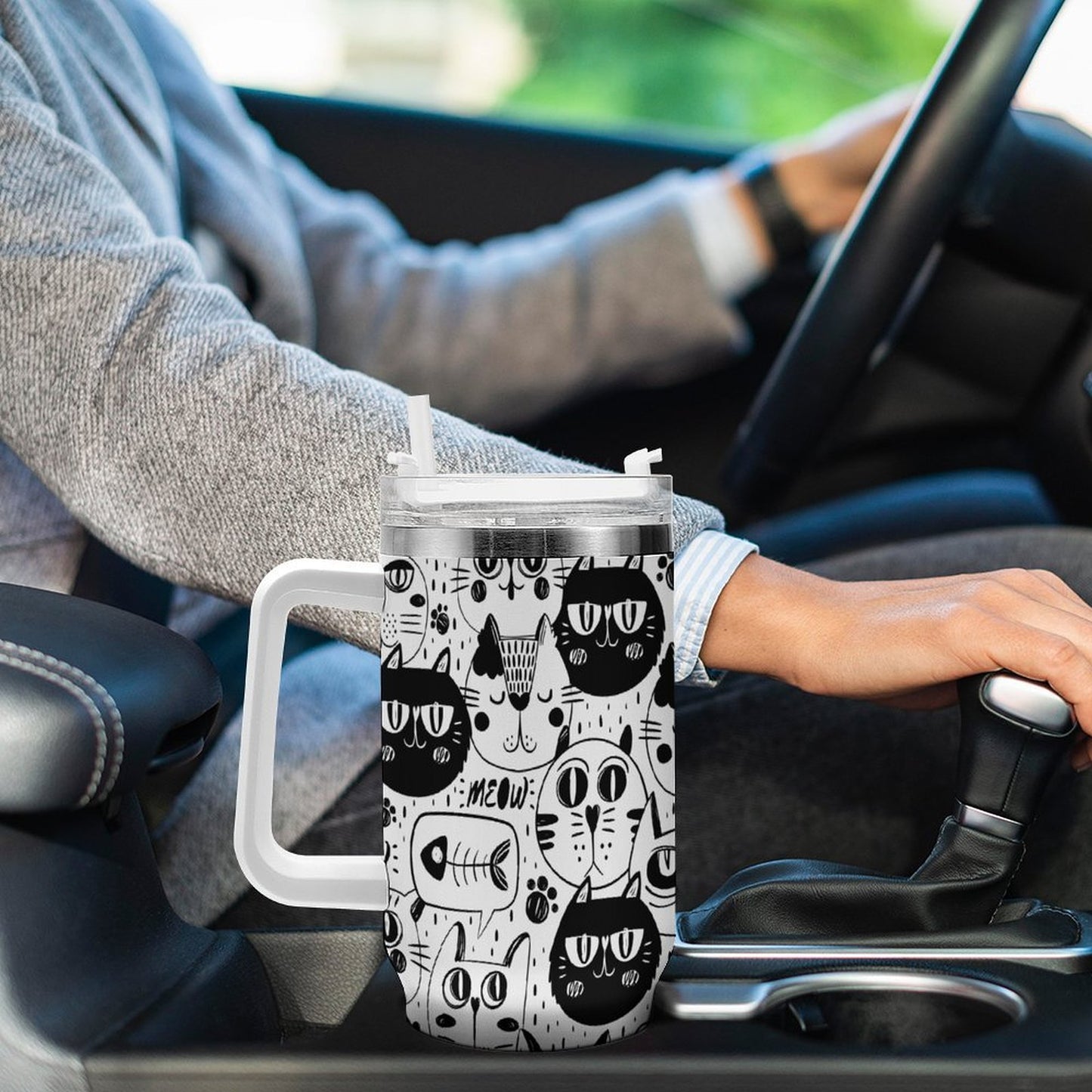 PHDT00249 POD US Local Tumbler 40 oz Large Capacity Car Cup Cat