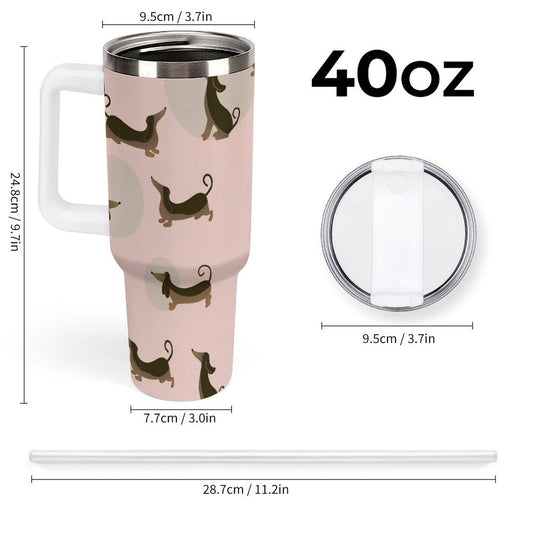 PHDT00353 POD US Local Tumbler 40 oz Large Capacity Car Cup Dachshund, Pink, Pet Dog