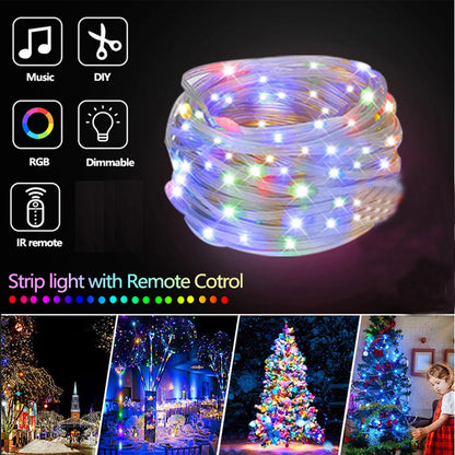 US Local LED Rope Lights Outdoor, RGB Remote Control Fairy String Lights Plug In With 200 LEDs, Super Durabl