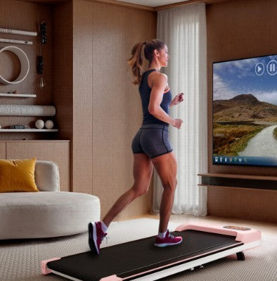 UK Local Folding Under Desk Walking Pad Treadmill With Adjustable Incline, 1-6 Km H Low Noise For Home  Office, LED Display, Magnetic Remote Control, Transport Wheels  Plug, Black.