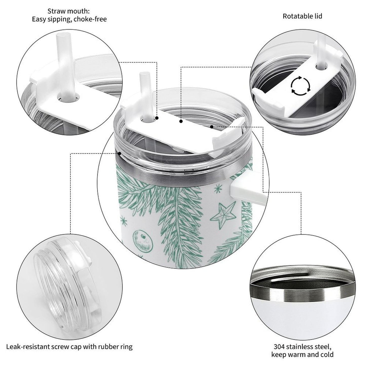 PHDT00283 POD US Local Tumbler 40 oz Large Capacity Car Cup Christmas Autumn Food