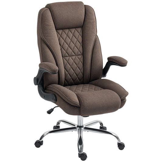 US Local Executive Office Chair, Desk Chair With Flip-up Armrest, Diamond Fabric Computer Chair For Home Office, Dark Brown