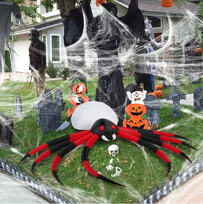 US Local 11.8 FT Halloween Inflatables Crawling Spider Outdoor Decorations With Rotating LED Lights