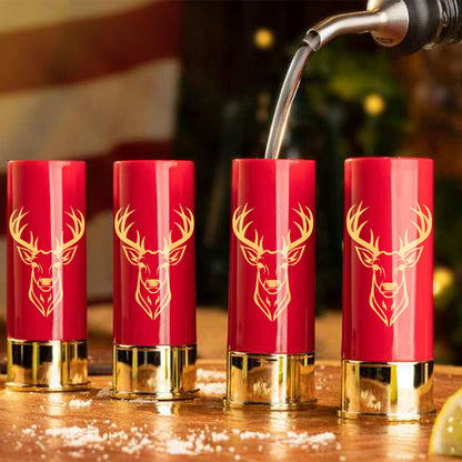 US Local 4 Deer Heads 1.5 Ounces - Reusable High-quality Plastic Bullet Cup, Suitable For Whiskey, Cocktails, And Wine, Perfect For Bars, Parties, And Gifts