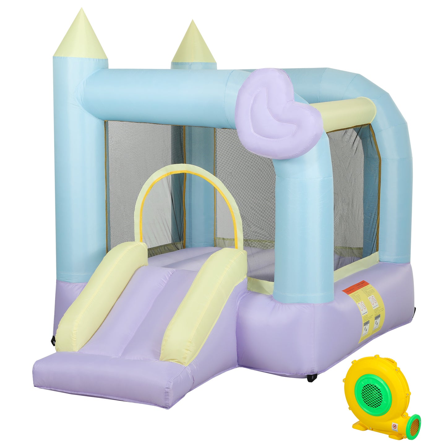 US Local Inflatable Bounce House With Air Blower, Slide, Stakes, Repair Patches, Storage Bag, For Kids Ages 3-8, 98 X 65 X 79