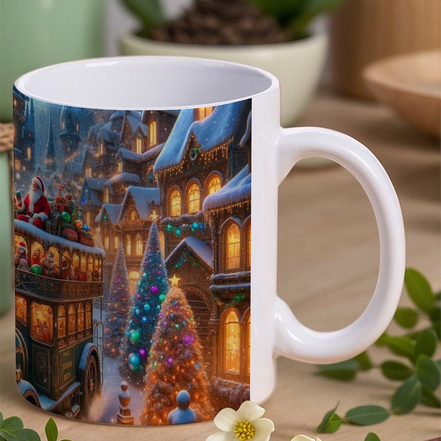 POD US Local White mug with full print, Christmas, Fairytale Town 0079