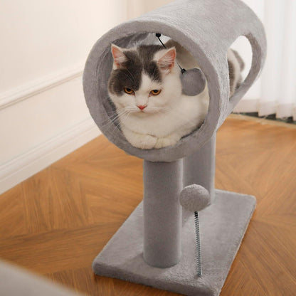 US Local Gray Indoor Cat Tree With Hanging Ball 20.5Cat Tree With Tunnel Bed And Scratching Post Cat Tower