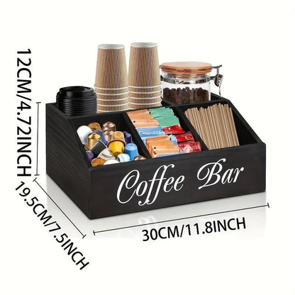 US Local 1 Piece Classic Wooden Coffee Bar Storage Box Multi-compartment Coffee Accessories Condiments Coffee Capsule Storage Shelf Basket