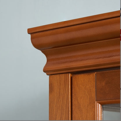 US Local Curio Cabinet Lighted Curio Diapaly Cabinet With Adjustable Shelves And Mirrored Back Panel, Tempered Glass Doors