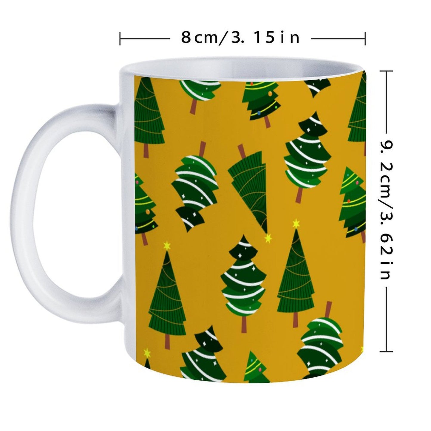 POD US Local White mug with full print, Christmas Tree Yellow 0050