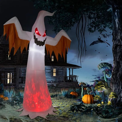 US Local 12ft 4pcs LED Lights Giant Scary Ghost Flames And Flashing Red Eyes Inflatable Halloween Decoration