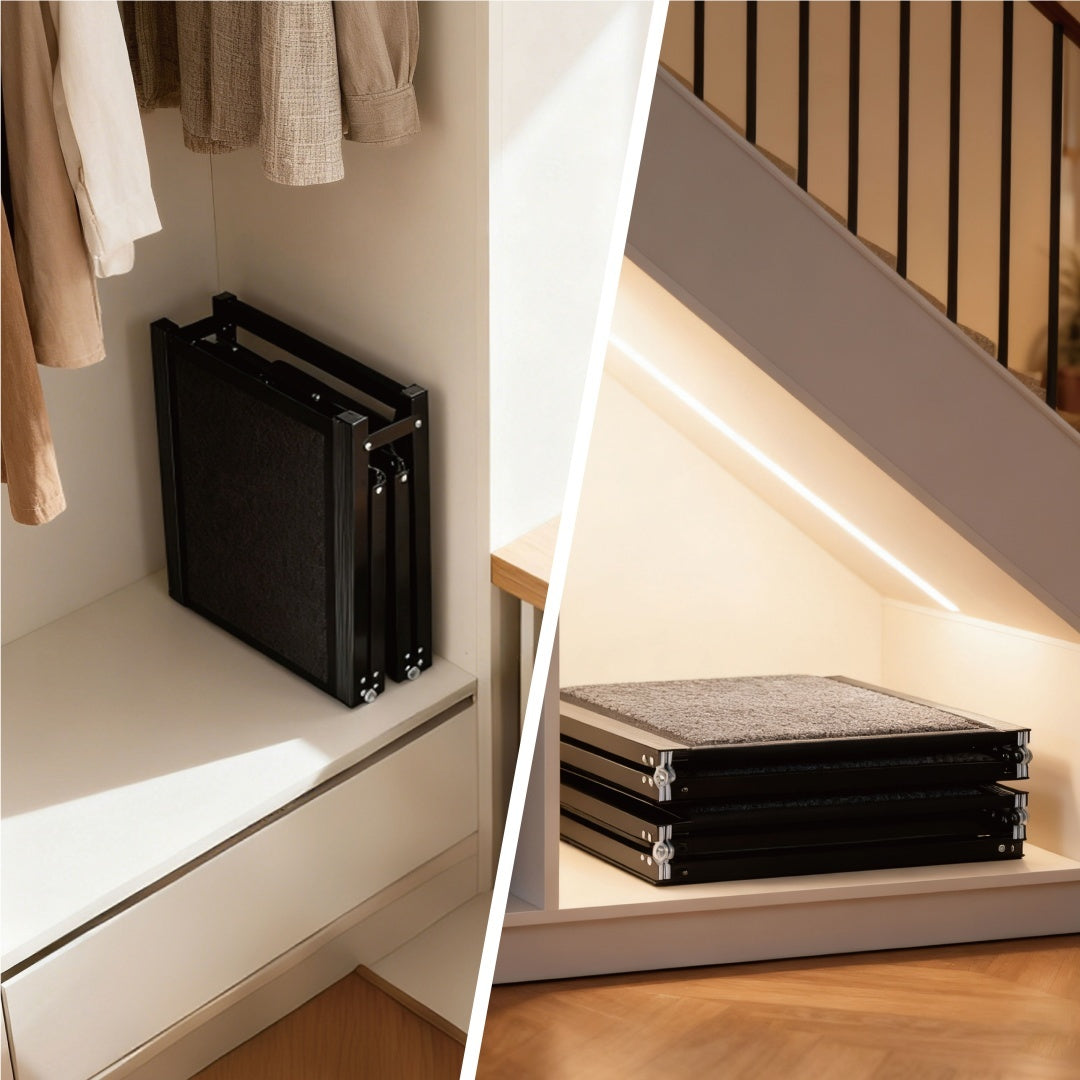 US Local Dog Ramp For Car 65x17 Large Folding Pet Stair Ramps For Truck, SUV, With Non-Slip Surface, Up To 250LBS, Outdoor Dog Car Ramp For Medium Large Dogs, Portable Pet Steps