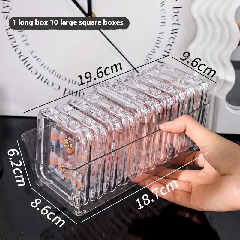 US Local Transparent Manicure Small Wear Nail Box Handmade Nail Storage Box