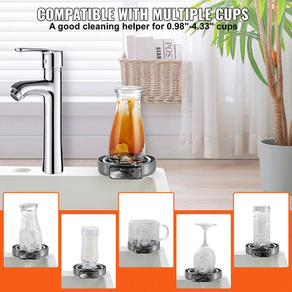 US Local Glass Rinser, 10 Powerful Spraying Jets 360  Rotating Cup Rinser For Sink, 304 Stainless Steel Faucet Cup Washer With ABS Cup Holder For Baby Bottle, Glass Cup, Wine Glass