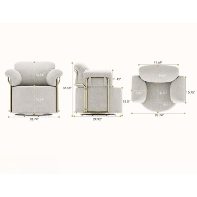 US Local 360 Degree Barrel Swivel Accent Sofa Chair,Fluffy Fabric Lounge Wide Upholstered Reading Chair With Gold Metal Legs, Comfortable Round Armchair For Living Room,Bedroom,Office