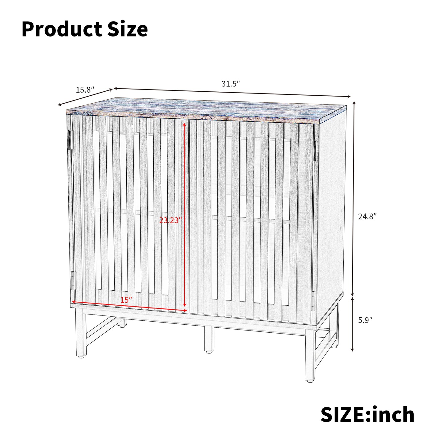 US Local Cabinet With Flat Noodles Grating Stripe Door