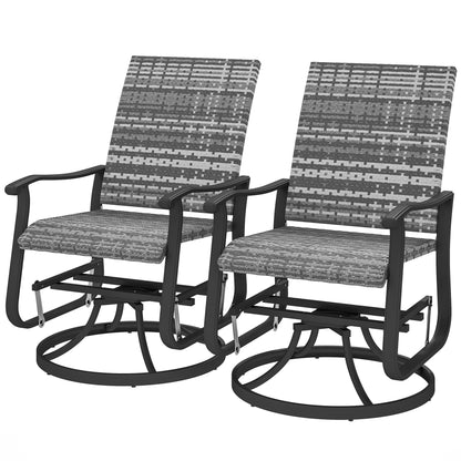 US Local Wicker Rattan Swivel Patio Glider Chair Set Of 2, Outdoor Glider Chair With Steel Frame, High Back, Gray