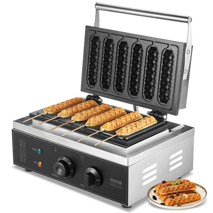 US Local 6PCS Commercial Waffle Stick Maker Waffle Baker Hot Dog Waffle Iron 1500W